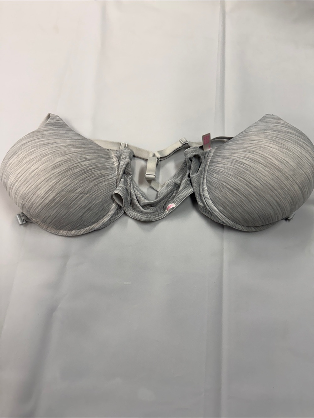 PINK Victoria's Secret Heathered Light Gray Push-Up Bra